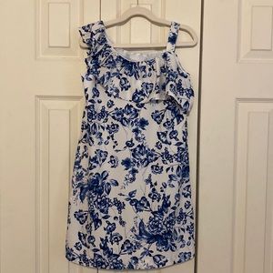 Girls size 8 blue and white floral preppy sundress